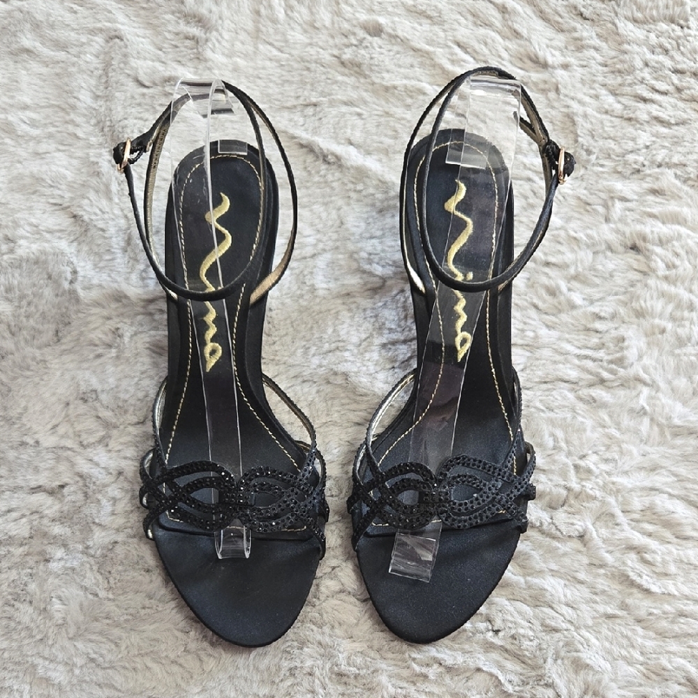 Nina black formal strappy stilettos heels size 9